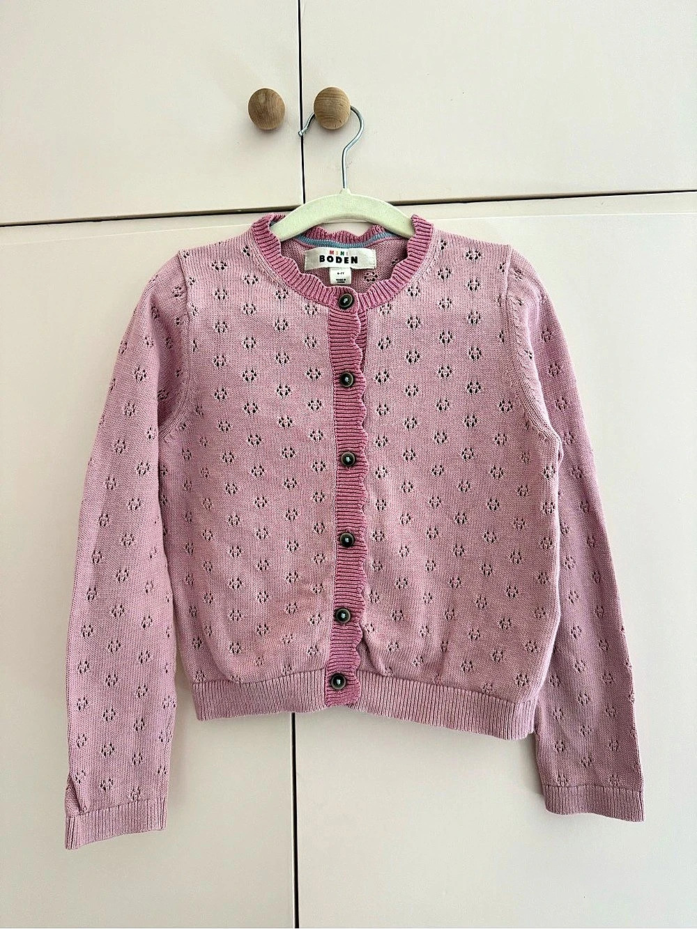 Mini Boden Pointelle Cardigan Pink Girls 6-7Y